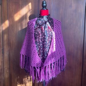 Vintage Mulberry Crochet Triangle Shawl